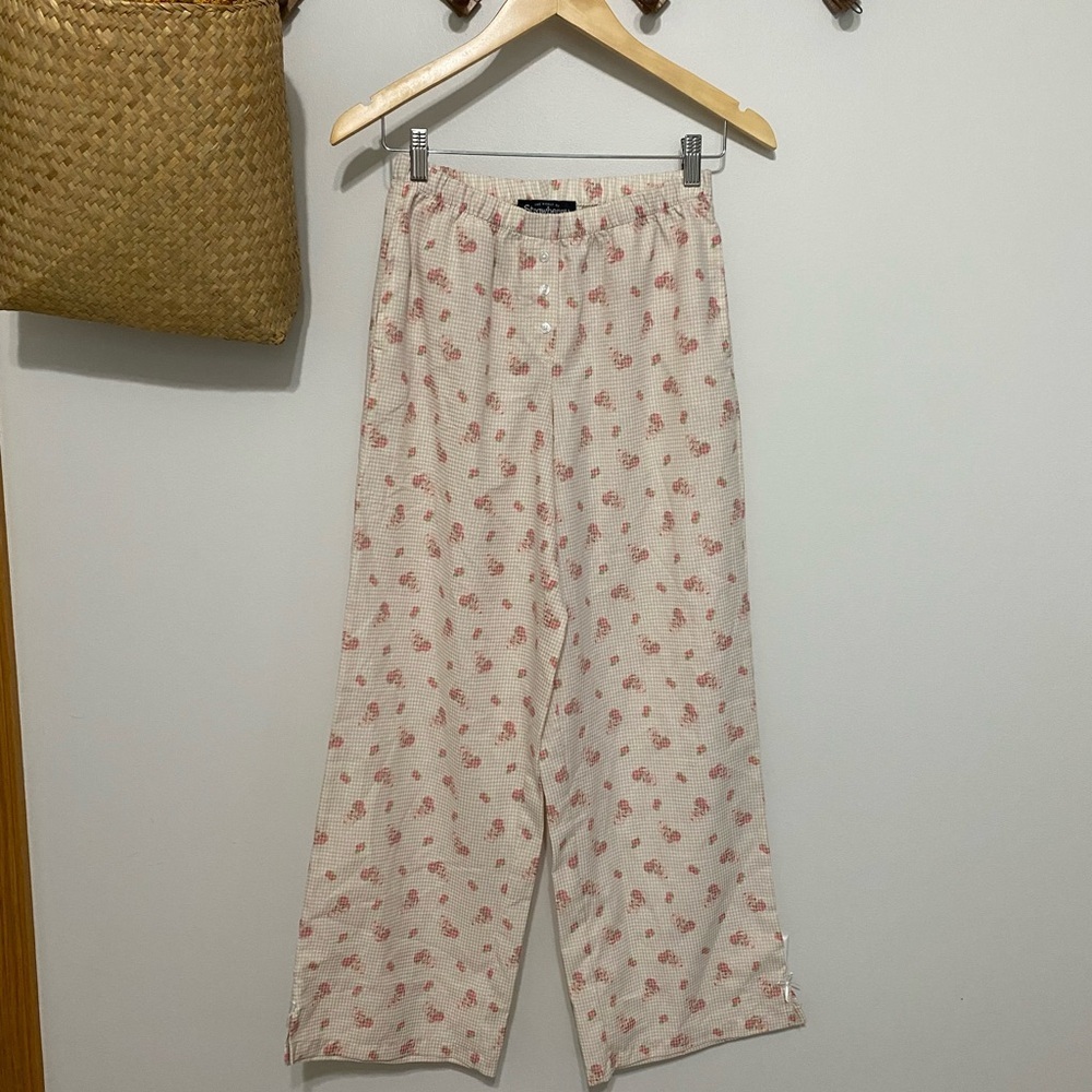 Strawberry Shortcake Pink Floral Gingham Pajama Pants